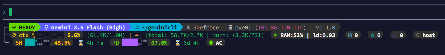 Antigravity CLI Statusline Medium Layout